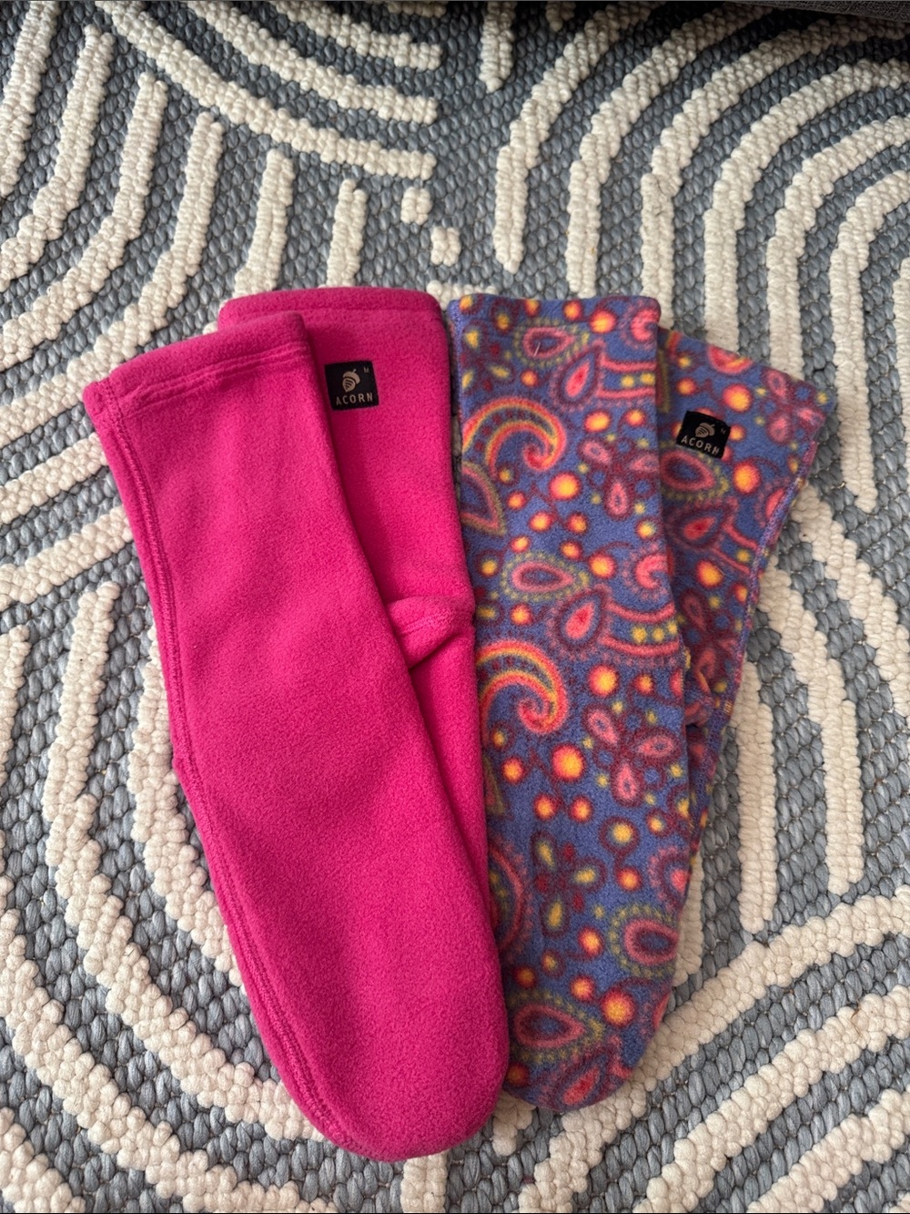 Acorn Fleece Socks Lot Medium Retro Ski Après Ski Camping Cozy